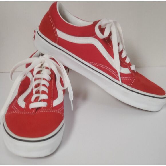 Vans Off The Wall Red Suede and Canvas Sneakers Size W/8, M/6.5 - Picture 3 of 7